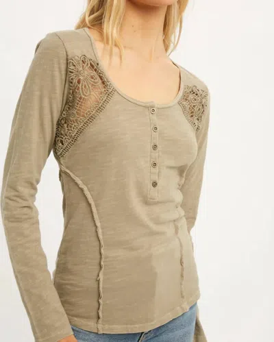 Mystree Princess Line Lace Inset Top In Stone In Multi