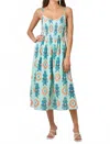 Mystree Printed Double Gauze Dress In Seafoam Blue In Multi