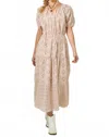 Mystree Puff Sleeve Tiered Eyelet Dress In French Vanilla In Multi