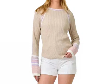 Mystree Raglan Sleeve Trim Detail Sweater In Oatmeal In White