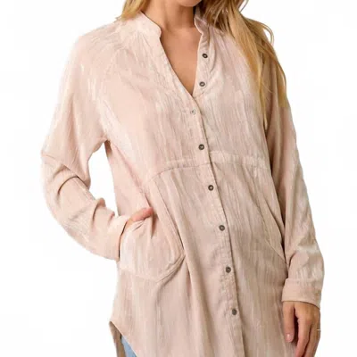 Mystree Raglan Sleeve Velvet Shirt In Pink Vanilla In Neutral