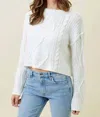 Mystree Raw Cable Sweater In White In White