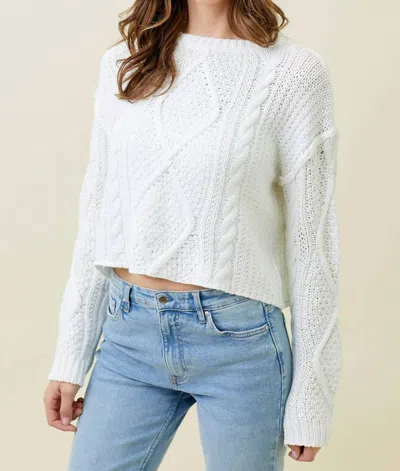 Mystree Raw Cable Sweater In White