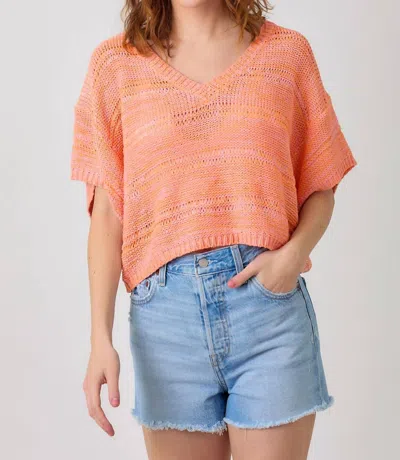 Mystree Relaxed Knit Pullover In Sun Blush In Orange