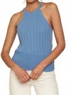 Mystree Ribbed Halterneck Sweater In Blue In Blue