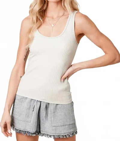 Mystree Ribbed Tank Top In Sand Grey In White
