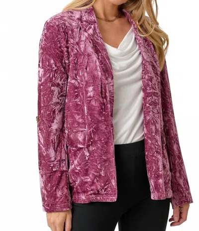 Mystree Rolled Sleeve Velvet Blazer In Berry In Pink
