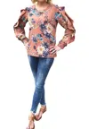 Mystree Ruffle Long Sleeve Top In Rosewood
