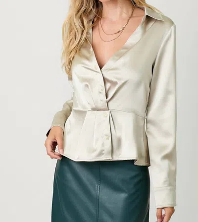 Mystree Satin Blouse In Champagne In White