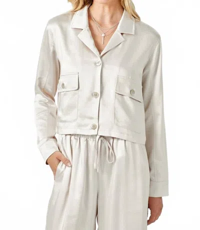 Mystree Satin Cropped Jacket In White In Neutral