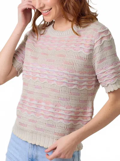 Mystree Scallop Pullover Sweater Top In Rose In Neutral