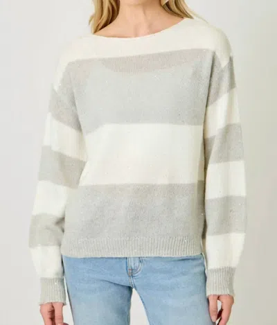 Mystree Sequin Pullover Sweater In Ivory/silver