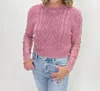 Mystree Shannon Cropped Sweater In Rose In Multi