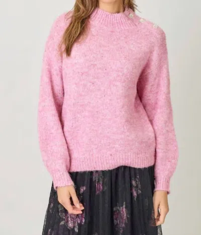 Mystree Shimmer & Shine Mock Neck Sweater In Rose In Multi