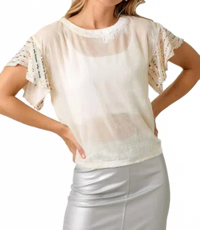 Mystree Shimmering Drapey Top In Ivory