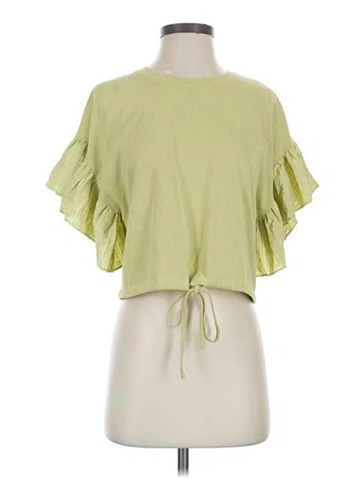 Pre-owned Mystree Short Sleeve Top Green Ruffles Neckline Tops