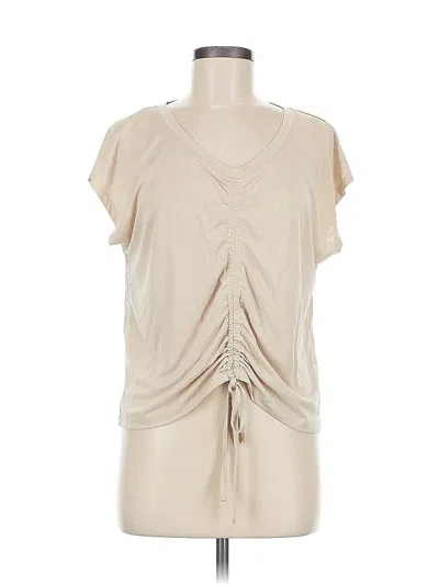 Pre-owned Mystree Short Sleeve Top Ivory Plunge Neckline Tops In White