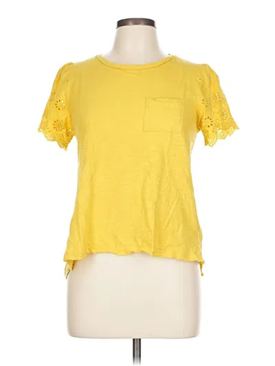 Pre-owned Mystree Short Sleeve Top Yellow Keyhole Neckline Tops