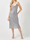 Mystree Sequin Slip Dress In Silver In Grey