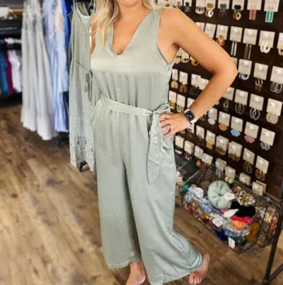 Mystree Sleeveless Jumpsuit In Sage