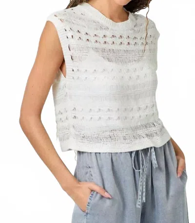 Mystree Sleeveless Knit Rope Vest In Ivory In White