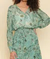 Mystree Smocked Bottom Peasant Chiffon Blouse In Green Mix In Multi