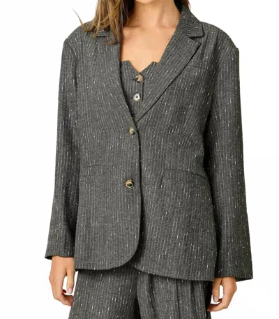 Mystree Sparklet Pinstripe Blazer In Grey In Gray