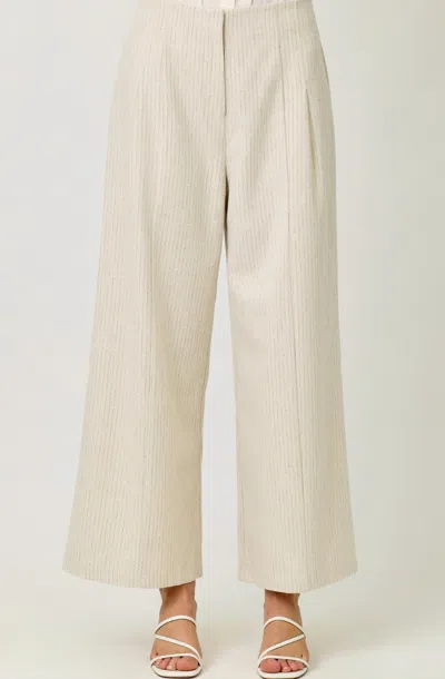 Mystree Sparklet Pinstripe Trousers In Ivory In Neutral