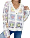 Mystree Square Patch Button Front Cardigan In Multicolor In Multi