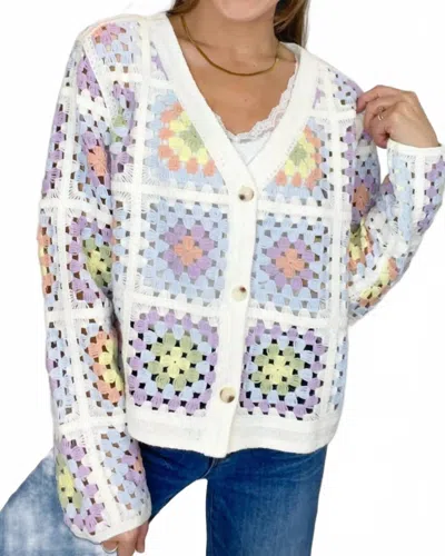 Mystree Square Patch Button Front Cardigan In Multicolor