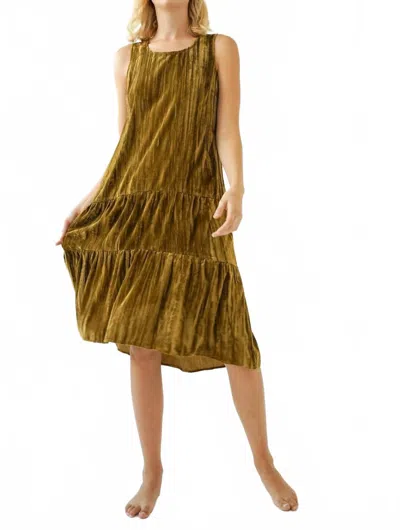 Mystree St Peter's Velvet Dress In Green Metallic