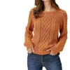 MYSTREE STELLA WASHED CABLE SWEATER TOP IN PUMPKIN