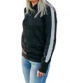 Mystree Stripe Sweater Hoodie In Black In Black