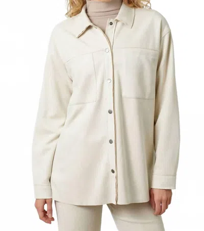 Mystree Suede Button Down Shacket In Cream In Neutral