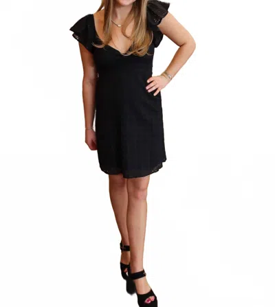 Mystree Surplice Neck Flutter Sleeve Mini Dress In Black