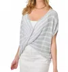 Mystree Surplice Neck Stripe Sweater Top In Ice Blue/grey In Gray