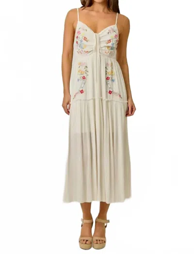 Mystree Taylor Embroidered Dress In Ivory In Neutral