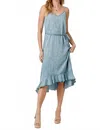 Mystree Tencel Ruffle Hem Dress In Blue In Blue