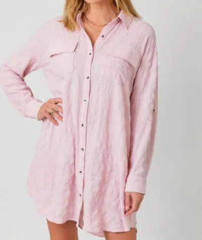 Mystree Textured Shirt Dress In Rose In Multi