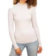 Mystree Theresa Lettuce Hem Mock Neck Top In Heather Grey In Grey