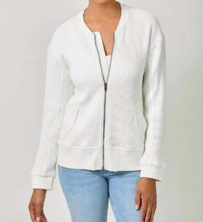 Mystree Thermal Bomber Jacket In White