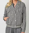 Mystree Tia Bomber Jacket In Charcoal In Pink