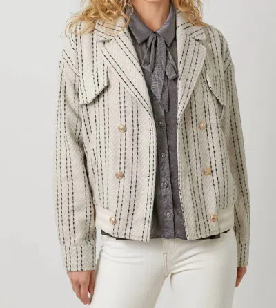 Mystree Tia Bomber Jacket In Oatmeal In White
