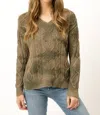 Mystree Tie Dye Cable Knit Sweater In Olive Green In Green