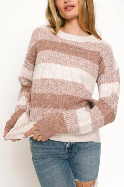 Mystree Time For Change Sweater In Rose In Brown