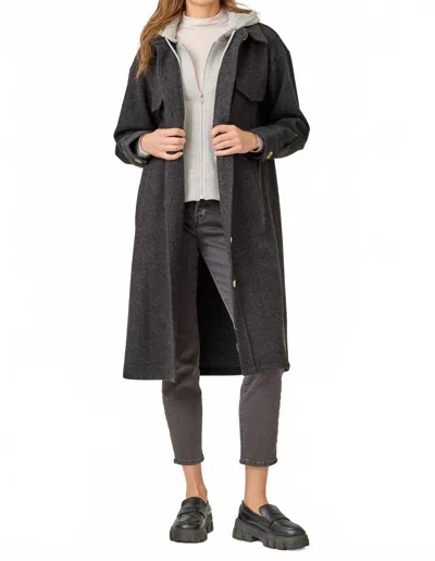 Mystree Trench Hoodie Coat In Black In Multi
