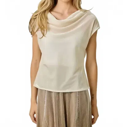 Mystree Velvet Cowl Top In Pearl In Beige