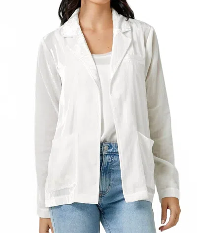 Mystree Velvet Open Jacket In White