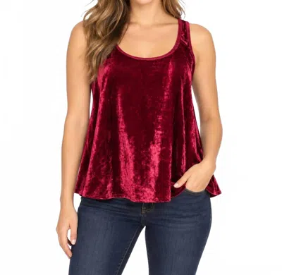 Mystree Velvet Tank Top In Merlot In Red