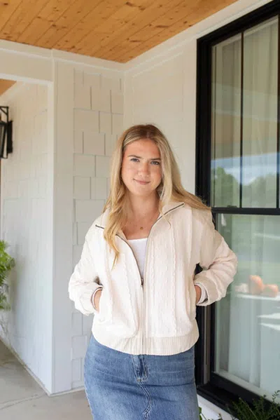 Mystree Wanna Get Away Quilted Jacket In Oatmeal Mix In White
